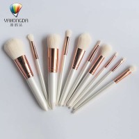 OEM Professional Beauty Cosmetic Travel Kit 10 Pcs Plastic Handle White Make Up Brushes